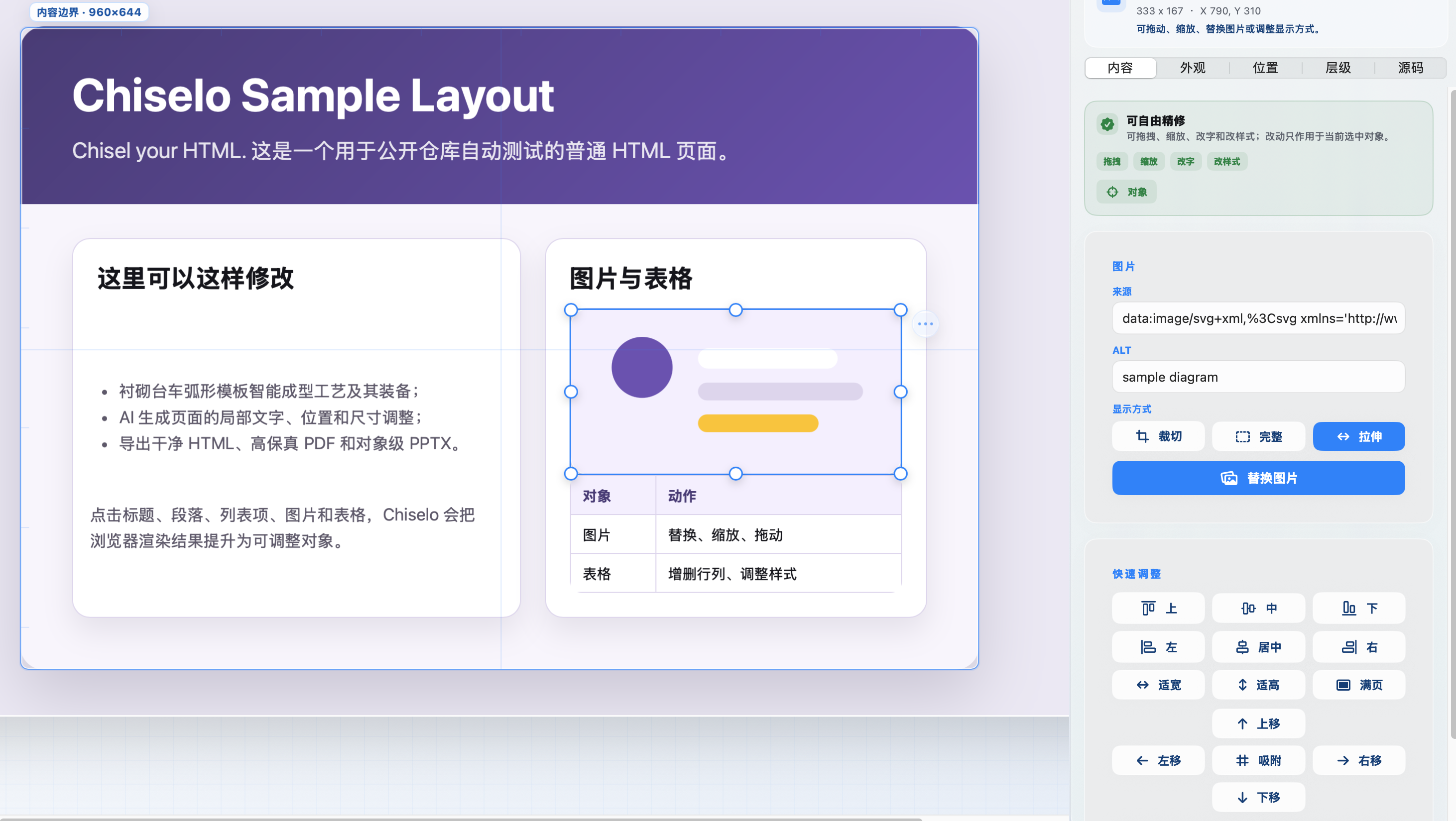 Chiselo image replacement page